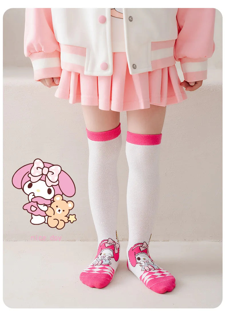 3 Pairs Spring and Summer Cartoon Anime Hello Kitty Pattern Girls Over knee Socks Cotton Comfortable and Soft Casual Girls Socks My Store