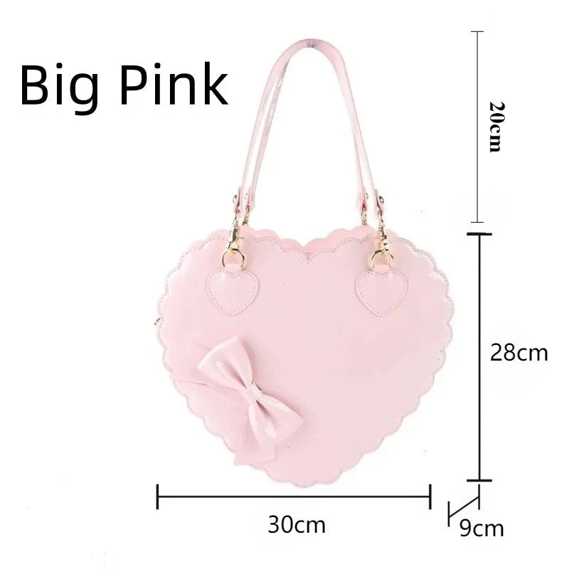Japanese Lolita Handbag Bow-knot Cookie Heart-shaped Shoulder Bag Highquality Pu Zipper Wallet Brand Design Simple Crossbody Bag My Store
