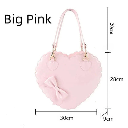 Japanese Lolita Handbag Bow-knot Cookie Heart-shaped Shoulder Bag Highquality Pu Zipper Wallet Brand Design Simple Crossbody Bag My Store