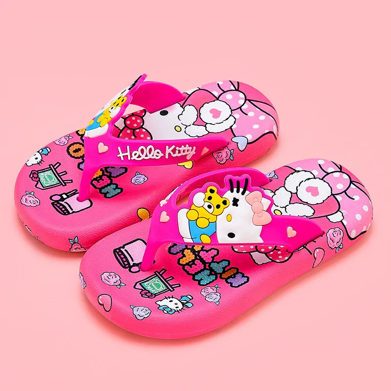 Hellokittys Sanrios Slippers Girl Summer Fashion Kawaii Cartoon Wearing Outside Fashion Cartoon Flip Flops Leisure Anime Figure My Store