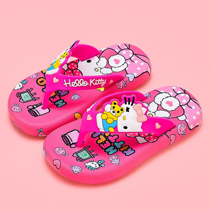 Hellokittys Sanrios Slippers Girl Summer Fashion Kawaii Cartoon Wearing Outside Fashion Cartoon Flip Flops Leisure Anime Figure My Store