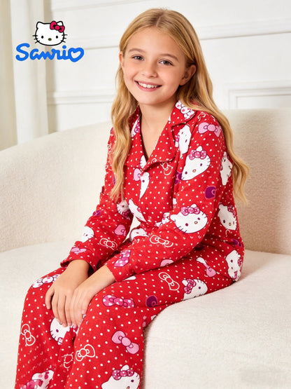 Sanrio Spring/Autumn Girls' Home Clothes, Hello Kitty Long Sleeve Top/Pants, Casual Pajamas/Sleepwear Suitable for Home Wear My Store