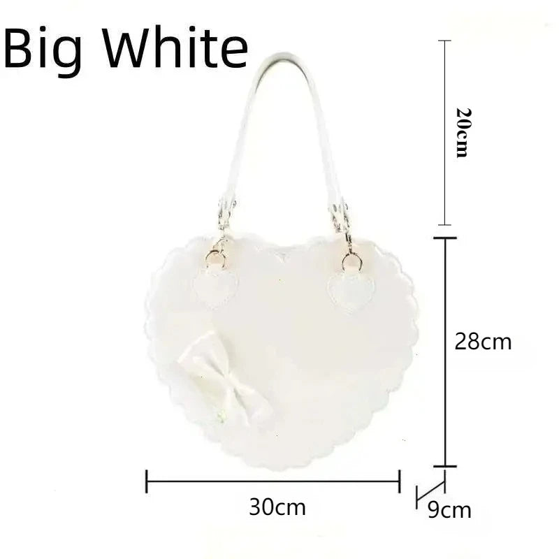 Japanese Lolita Handbag Bow-knot Cookie Heart-shaped Shoulder Bag Highquality Pu Zipper Wallet Brand Design Simple Crossbody Bag My Store