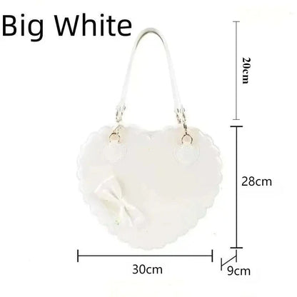 Japanese Lolita Handbag Bow-knot Cookie Heart-shaped Shoulder Bag Highquality Pu Zipper Wallet Brand Design Simple Crossbody Bag My Store