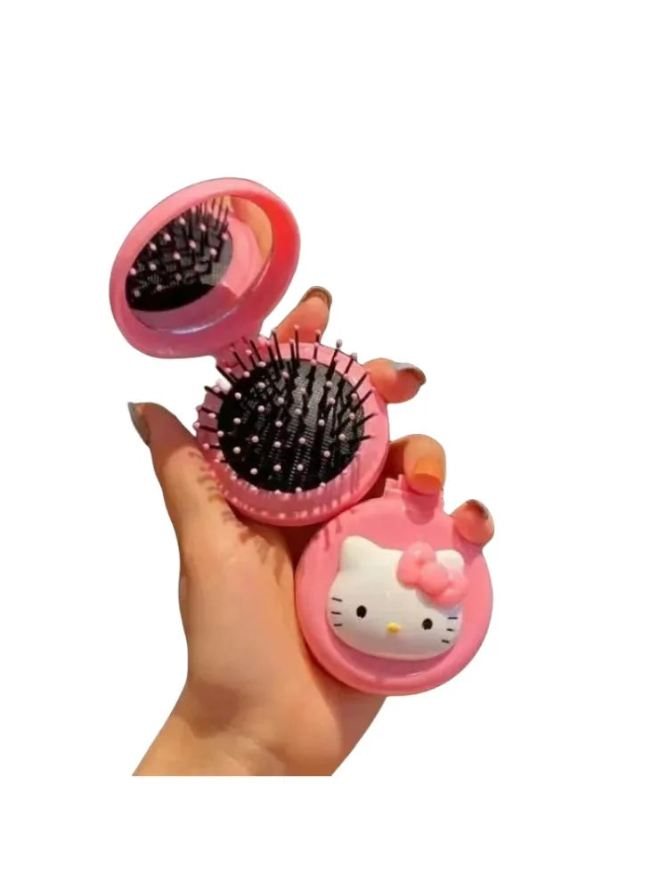 Hello kitty Kuromi My melody cute cartoon foldable comb mirror one-piece creative student portable dormitory make-up mirror My Store