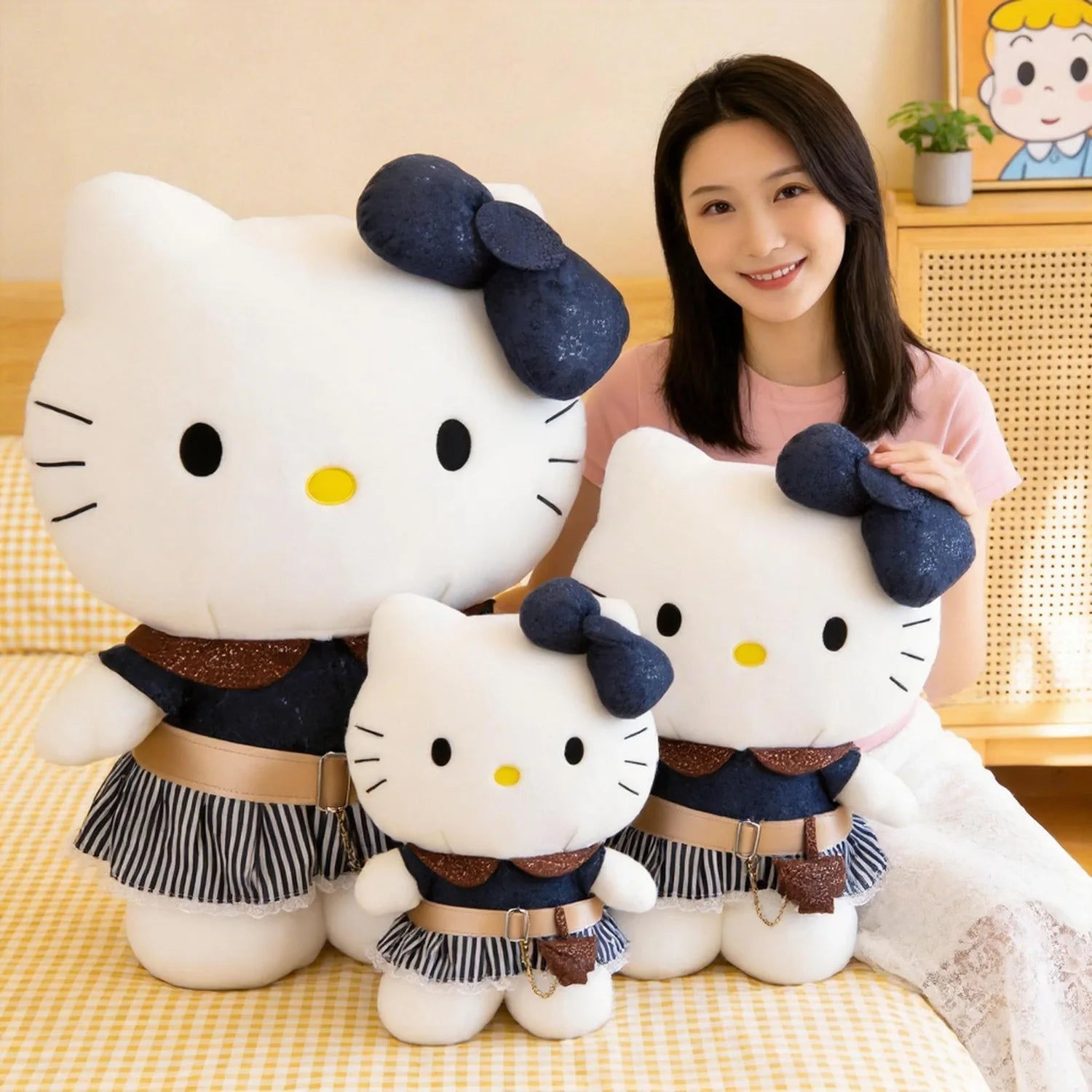 40-80CM Large Big Size Hello Kitty Plushies Sanrio Cartoon Anime Peluche Comfortable Soft Doll Ornament Children's Toy Gifts My Store