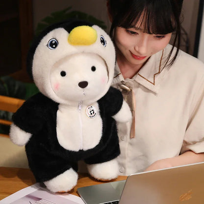 For 30cm Plush Toys Birthday Gift for Girls Kids Bear with Movable Limbs and Head Soft Bear White Brown Comfortable My Store