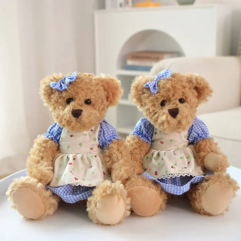 2pcs/lot 26cm Lovely Couple Teddy Bear Peluche Toys Kawaii Dress Bear Dolls Stuffed Soft Toy for Girls Baby Girlfriend Gifts My Store