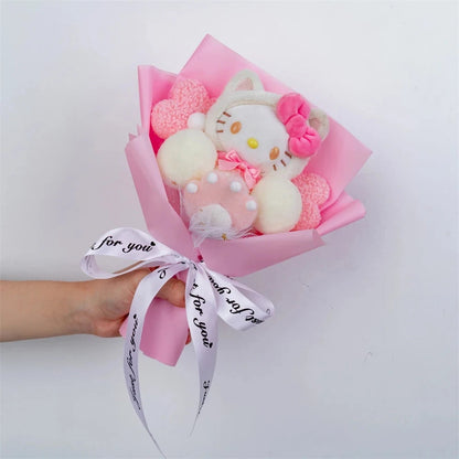 Hello Kitty Cartoon Plush Bouquet  Anime Rose Flowers Doll Home Wedding Decoration Christmas Valentine's Day Gift My Store