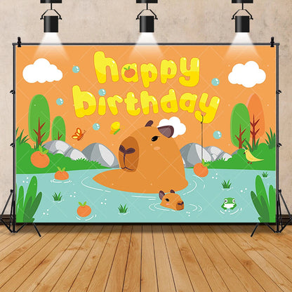 Cartoon cute capybara good luck photography background customizable children's first birthday decoration photo studiophoto props My Store