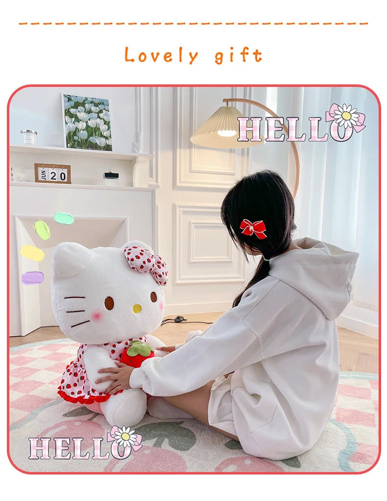 New Hello Kitty Plush Toy Large Strawberry Cat Stuffed Animal Cute Kids Birthday Xmas Gift for Children Soft Doll Wholesale My Store