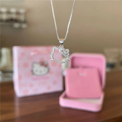 Sanrio Hello Kitty Necklace Cute Cartoon Clavicle Chain Pendant Women's Simple White Elegant Jewelry Fashion Friend Couple Gifts My Store