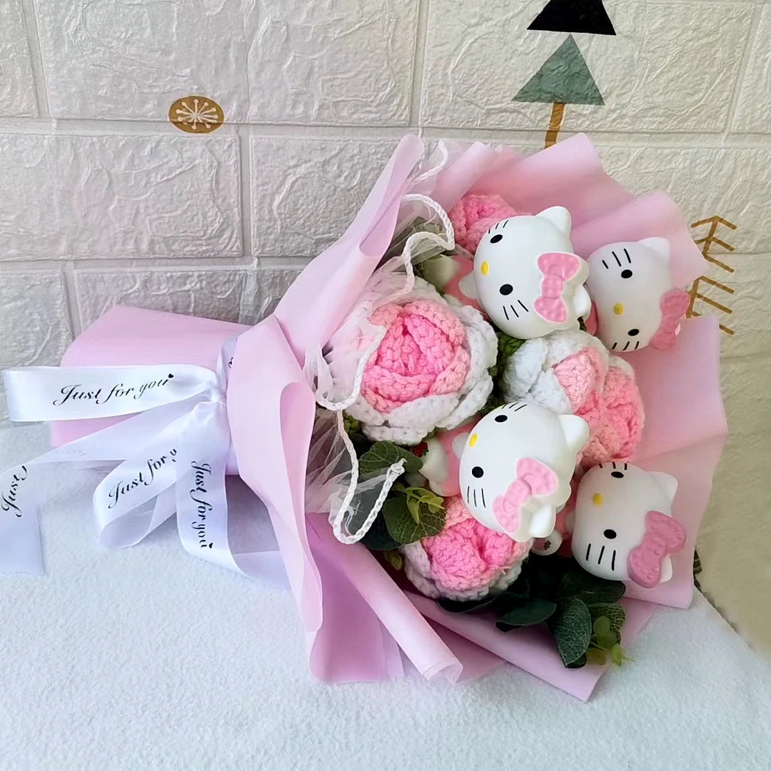 Hello Kitty Cartoon Plush Bouquet  Anime Rose Flowers Doll Home Wedding Decoration Christmas Valentine's Day Gift My Store