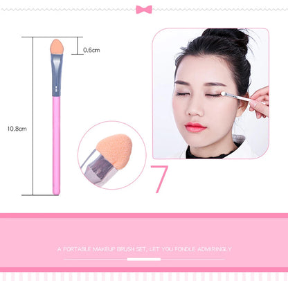 Hello Kitty 7Pcs Makeup Brush Set Kawaii Y2K Multifunctional Cosmetics Tool With Storage Case Cute Gift For Women Girls My Store