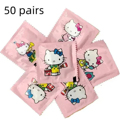 50 pairs Sanrio Hello Kitty Kawaii Thickened Portable Disposable Gloves Cartoon Pattern Independent Packaging Wholesale My Store