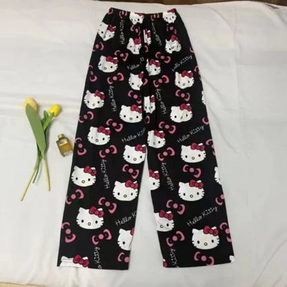 [Hello Kitty Pajama Pants] 3pcs Sanrio Hello Kitty Women's Pajama Pants | Anime Cartoon Couple Sleepwear Trousers, Leisure Home My Store