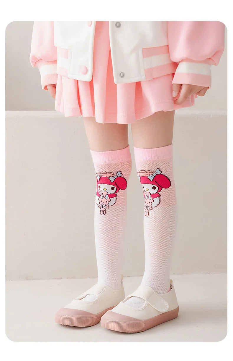 3 Pairs Spring and Summer Cartoon Anime Hello Kitty Pattern Girls Over knee Socks Cotton Comfortable and Soft Casual Girls Socks My Store