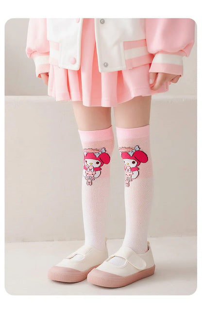 3 Pairs Spring and Summer Cartoon Anime Hello Kitty Pattern Girls Over knee Socks Cotton Comfortable and Soft Casual Girls Socks My Store