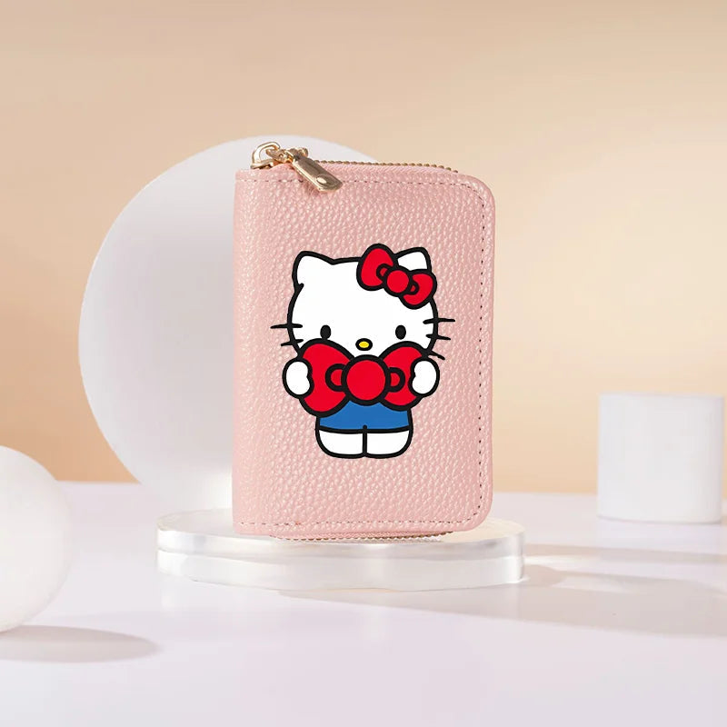 Hello Kitty Short Coin Purse with Card Slots Zipper Wallet Large Capacity Multiple Colors Credit Card Holder Coin Packet Gift My Store