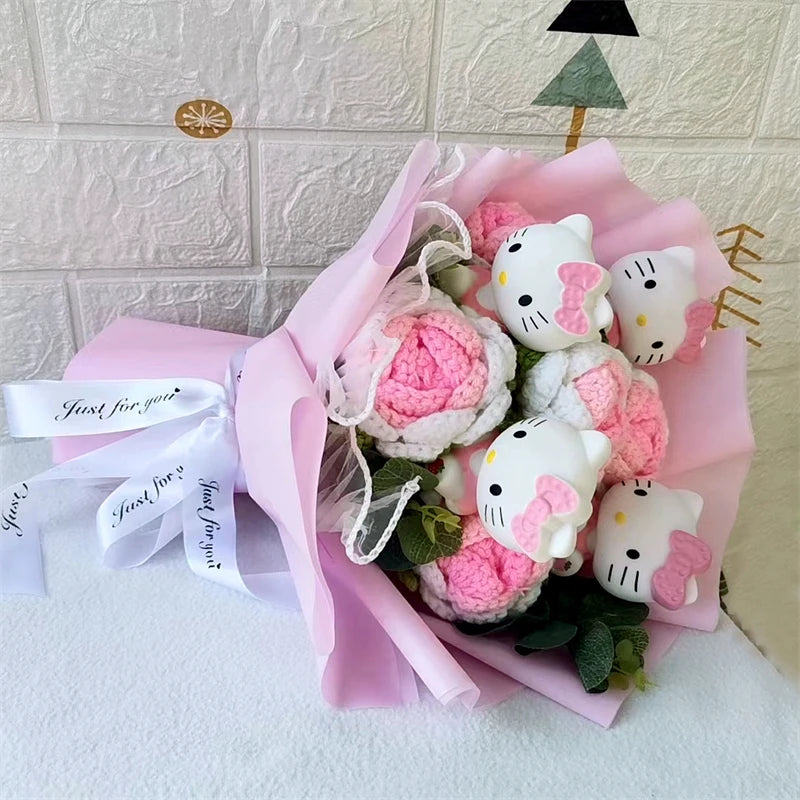 Hello Kitty Cartoon Plush Bouquet  Anime Rose Flowers Doll Home Wedding Decoration Christmas Valentine's Day Gift My Store