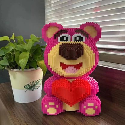 30CM Extra Large Strawberry Bear Block Assembly Toy Small Particle Lotso Girl Student Festival Gift Boy Puzzle Block My Store