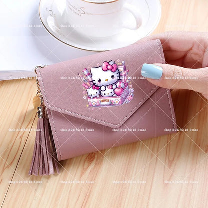 Hello Kitty Wallet PU Lychee Pattern Women Wallets Anime Cartoon New Clutch Money Pouch Trend Fashion Multifunctional Purse Gift My Store