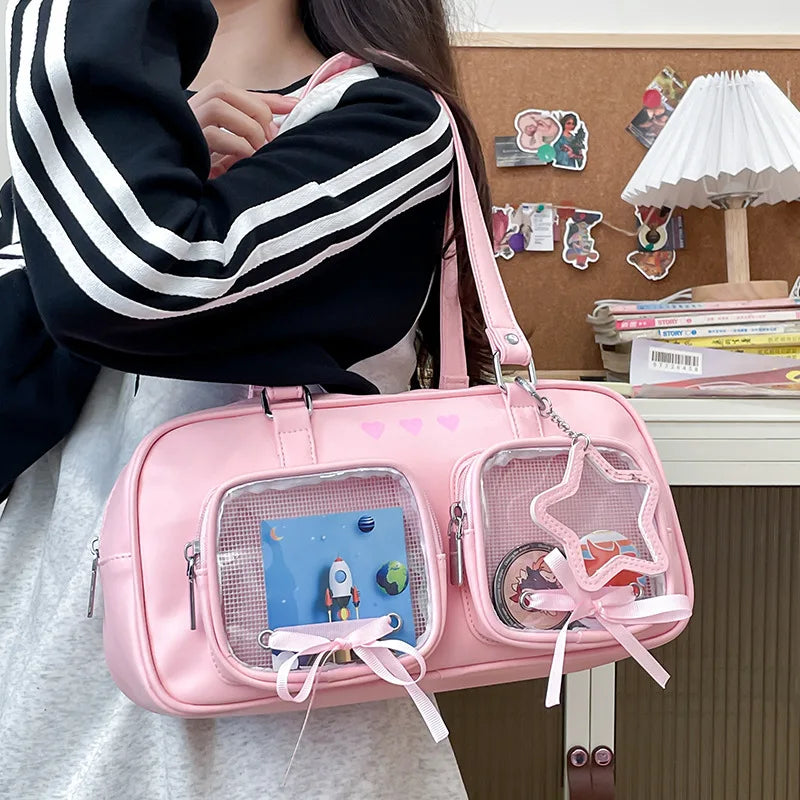 New Niche Design Women's Bow Harajuku Cute Ita Bag JK Uniform Ulzzang Shoulder Bag for Girls Y2K Cartoon Handle Bag My Store