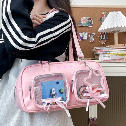 New Niche Design Women's Bow Harajuku Cute Ita Bag JK Uniform Ulzzang Shoulder Bag for Girls Y2K Cartoon Handle Bag My Store