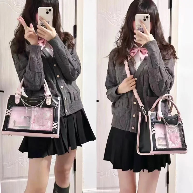 Y2K Cute Ita Bag Girl Transparent Messenger Bag Women's Fashion Shoulder Crossbody Bag Ladys DIY Display Tote Bag Lolita Handbag My Store