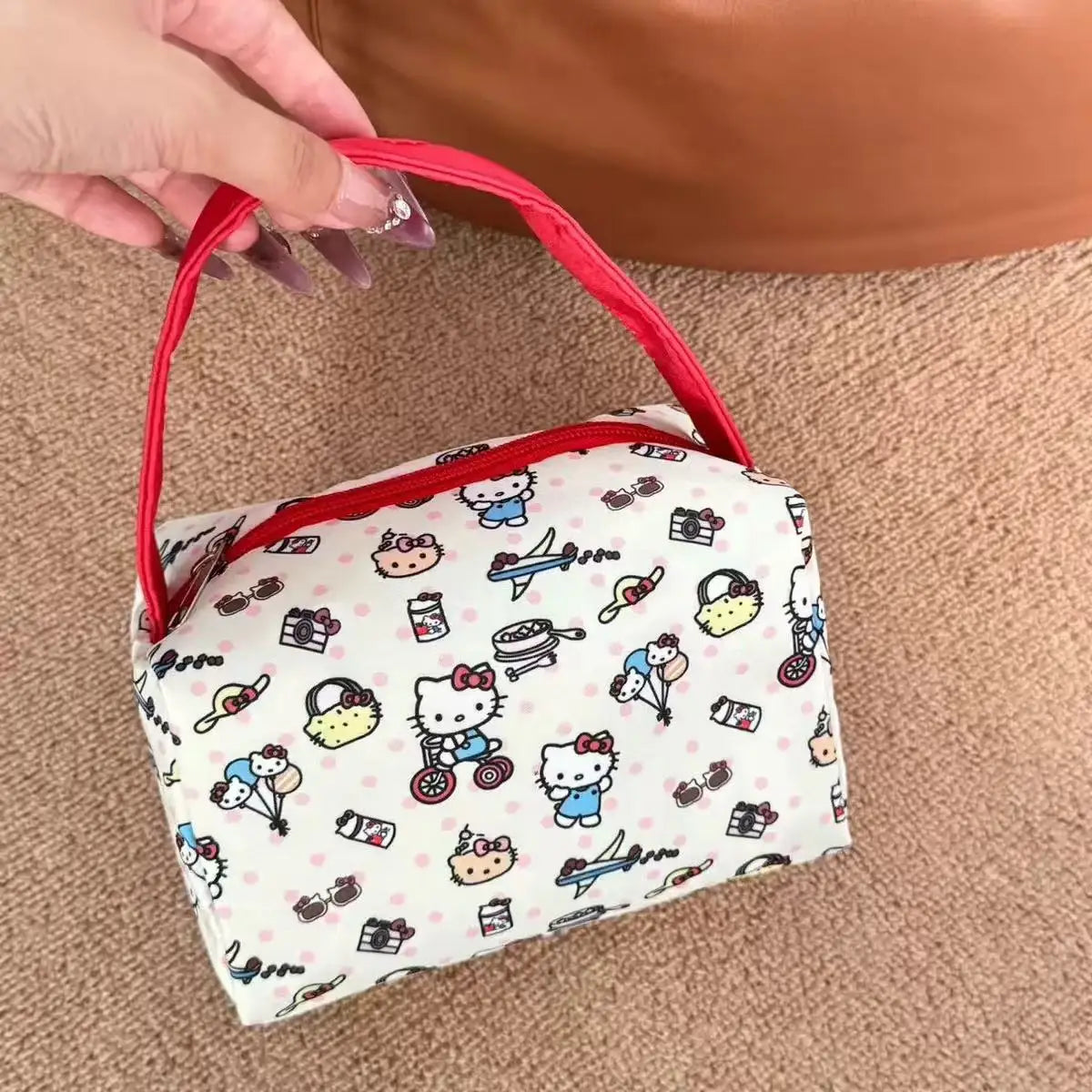 Sanrio Hello Kitty Cartoon Makeup Bag Kt Cat Portable Travel Toiletry Bag Outing Tee-Dimensional Handbag Girl Birthday Gifts My Store
