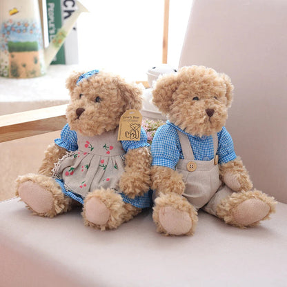 2pcs/lot 26cm Lovely Couple Teddy Bear Peluche Toys Kawaii Dress Bear Dolls Stuffed Soft Toy for Girls Baby Girlfriend Gifts My Store