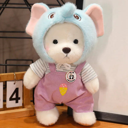 For 30cm Plush Toys Birthday Gift for Girls Kids Bear with Movable Limbs and Head Soft Bear White Brown Comfortable My Store