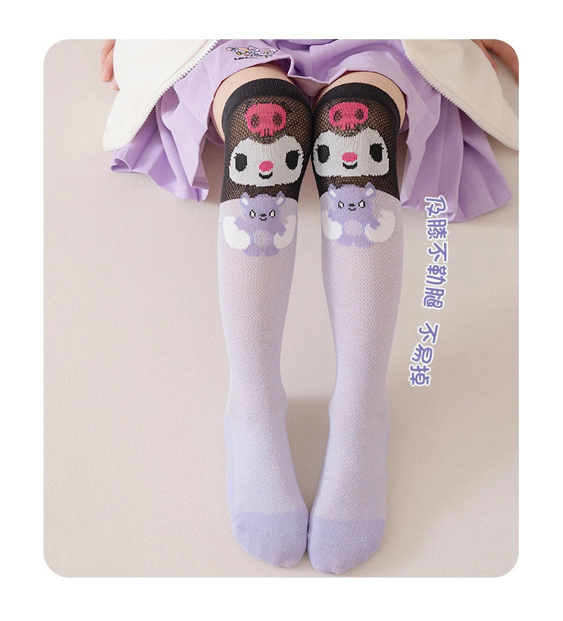 3 Pairs Spring and Summer Cartoon Anime Hello Kitty Pattern Girls Over knee Socks Cotton Comfortable and Soft Casual Girls Socks My Store