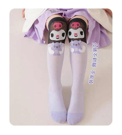 3 Pairs Spring and Summer Cartoon Anime Hello Kitty Pattern Girls Over knee Socks Cotton Comfortable and Soft Casual Girls Socks My Store