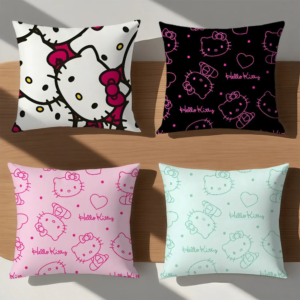 cushion cover soft Pillow bow Case for Hello Sofa Living Room kawaii Home Decor Protective k-Kitty SRO pink Pattern Covers My Store