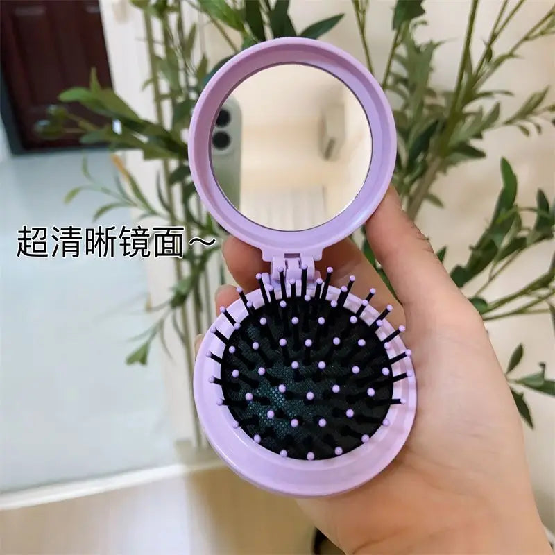Hello kitty Kuromi My melody cute cartoon foldable comb mirror one-piece creative student portable dormitory make-up mirror My Store