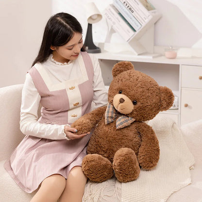 40-80cm Classic Teddy Bear Plush Dolls Cute Brown Bear Plushies with Bow Decor Lovely Birthday Gift Large Hug Pillow For Girl My Store