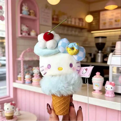 Anime Hello Kitty cosplay ice cream cone shape cartoon plush doll keychain PP cotton stuffed doll kawaii pendant gift My Store
