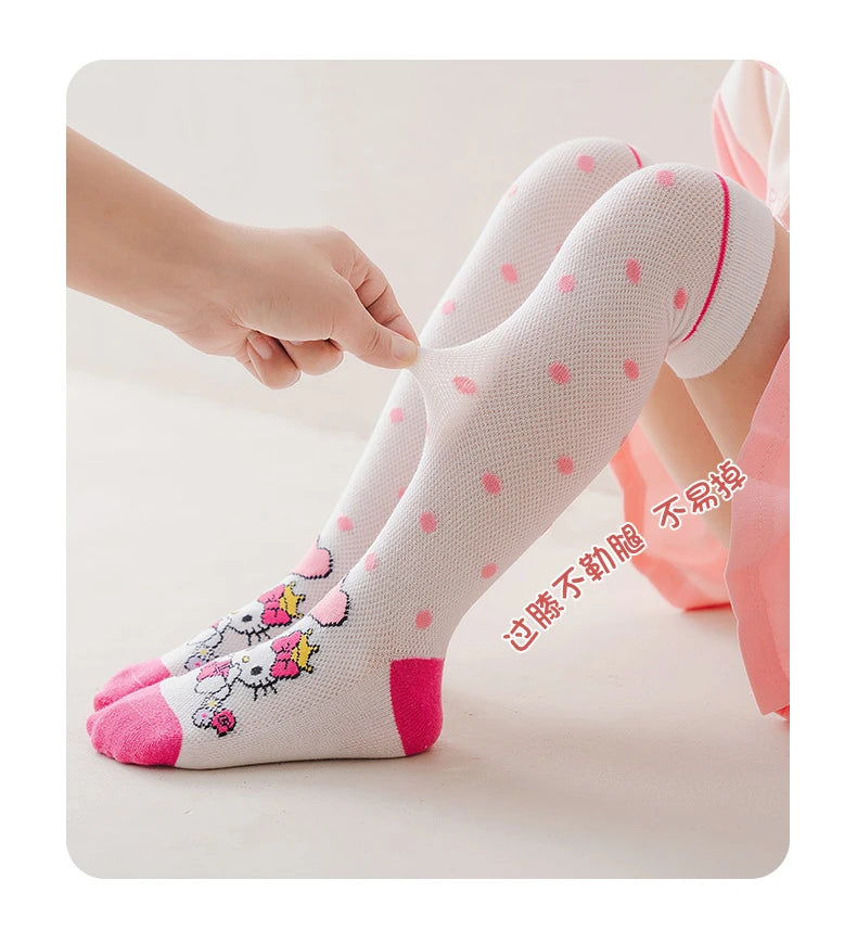 3 Pairs Spring and Summer Cartoon Anime Hello Kitty Pattern Girls Over knee Socks Cotton Comfortable and Soft Casual Girls Socks My Store