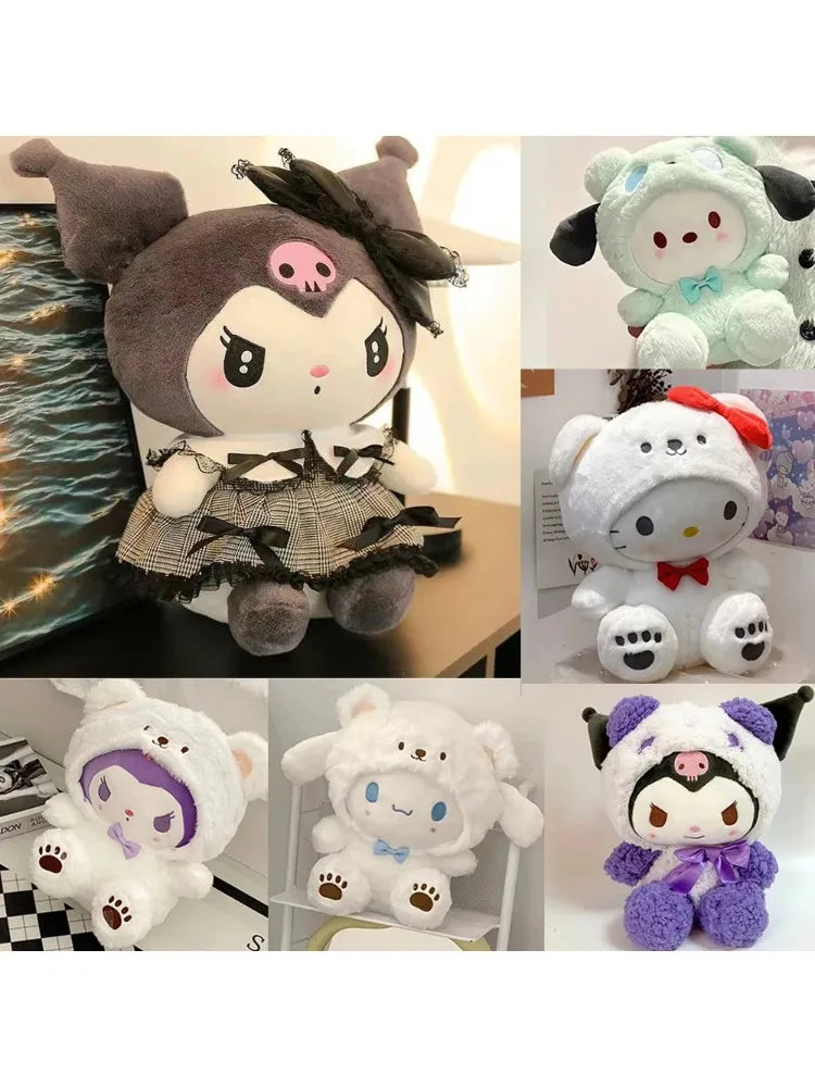 Sanrio Plush Cute hello kitty Cinnamoroll Kuromi My Melody Plush Toys Doll Pillow Anime Cartoon Kids Gifts Room Decoration Dolls My Store