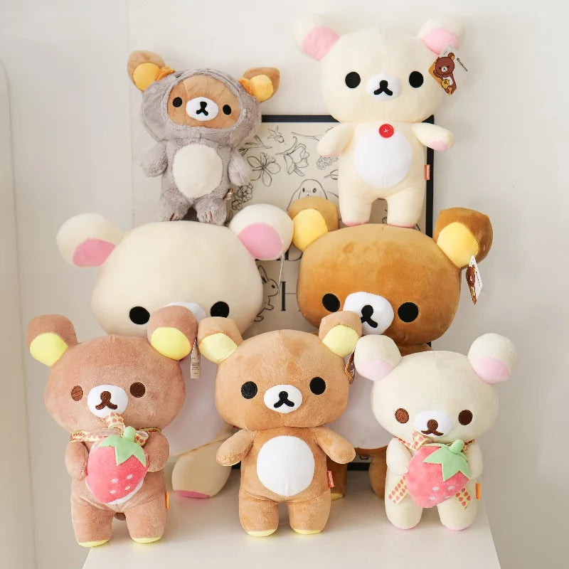White Strawberry Rilakkuma Plush collection Teddy Bear Peluche Anime Bear Kuma Plushies Stuffed Doll Kawaii Room Decor Girl Gift My Store