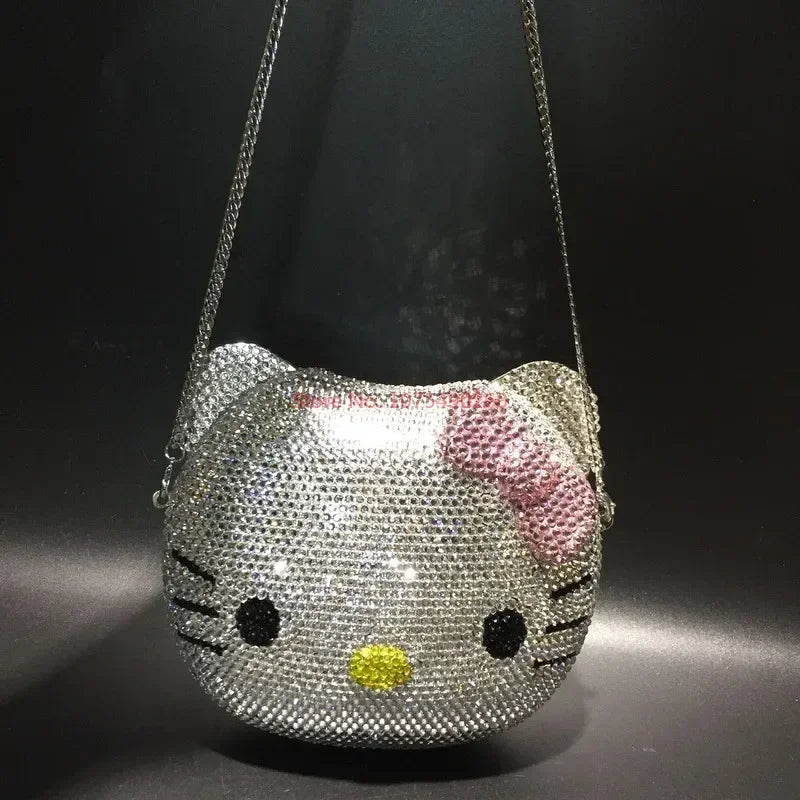 Hellokitty Anime Cartoon Shape Rhinestone Cartoon Full Of Diamonds Dinner Bag Handmade Diamond-Set Lady'S Clutch Christmas Gift My Store