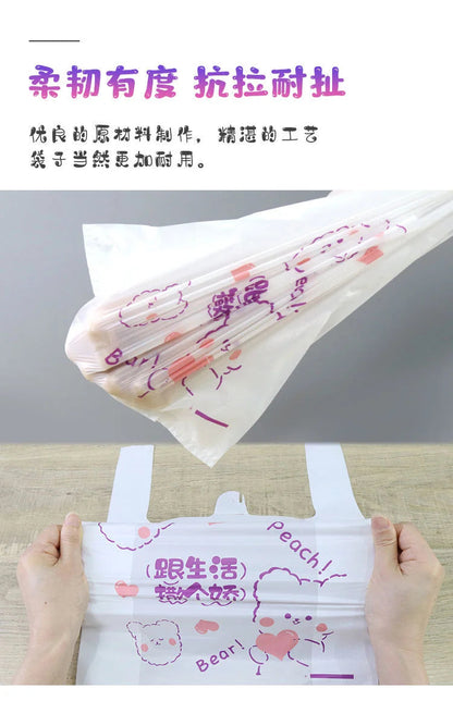 100Pcs Anime Hello Kitty Cinnamoroll Doggie Bag Cute Cartoon Printing Portable Plastic Storage Tote Bag For Girls My Store