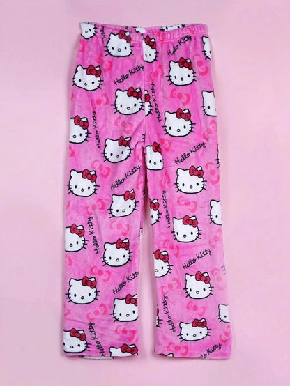 2026 New Hello Kitty Pajamas Pants Anime Women's Pajama Pants Cartoon Couple Home Sleepwear Trousers Leisure Home Clothing My Store