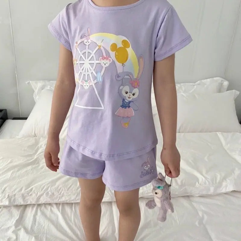 Sanrio Hello Kitty Summer new trendy girls cartoon 2PC fashion short-sleeved T-Shirt home clothes sweet suit children's clothing My Store