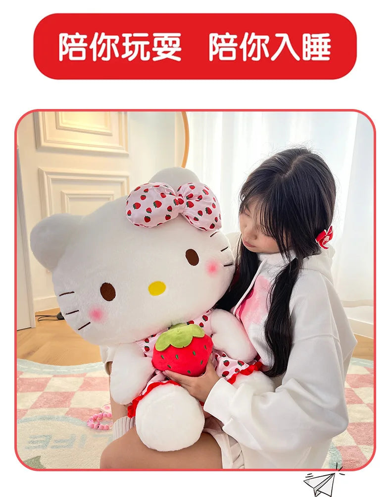 New Hello Kitty Plush Toy Large Strawberry Cat Stuffed Animal Cute Kids Birthday Xmas Gift for Children Soft Doll Wholesale My Store