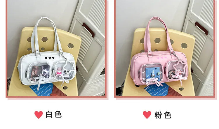 New Niche Design Women's Bow Harajuku Cute Ita Bag JK Uniform Ulzzang Shoulder Bag for Girls Y2K Cartoon Handle Bag My Store
