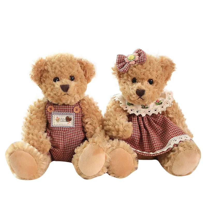 2pcs/lot 26cm Lovely Couple Teddy Bear Peluche Toys Kawaii Dress Bear Dolls Stuffed Soft Toy for Girls Baby Girlfriend Gifts My Store