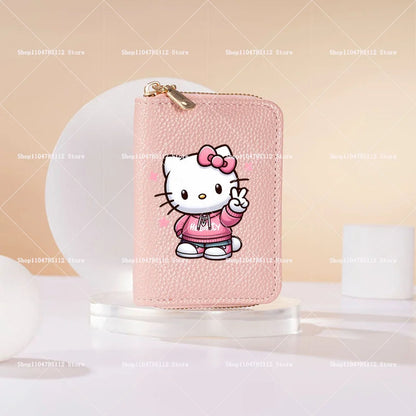 Hello Kitty Short Coin Purse with Card Slots Zipper Wallet Large Capacity Multiple Colors Credit Card Holder Coin Packet Gift My Store