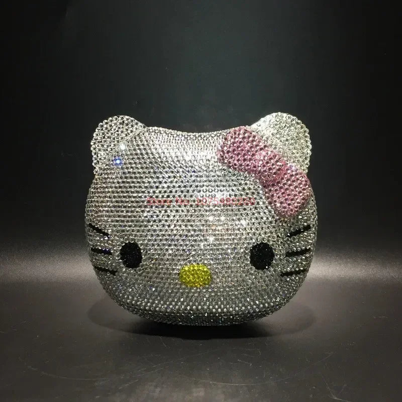 Hellokitty Anime Cartoon Shape Rhinestone Cartoon Full Of Diamonds Dinner Bag Handmade Diamond-Set Lady'S Clutch Christmas Gift My Store